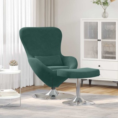 Sillón huevo 2 pcs Verde oscuro 63 x 73 x 90 cm Terciopelo