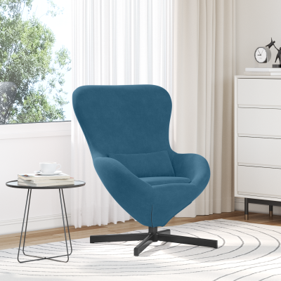 Sillón huevo Azul Terciopelo