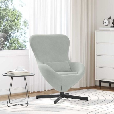 Sillón huevo Gris Claro Terciopelo