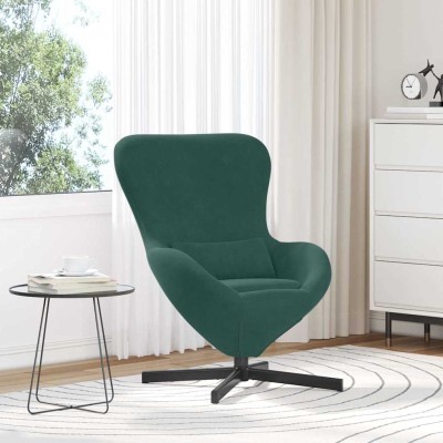 Sillón huevo Verde oscuro Terciopelo