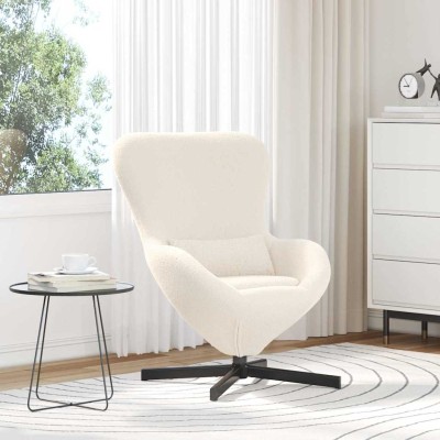 Sillón huevo Crema Tejido parecido a lana rizada