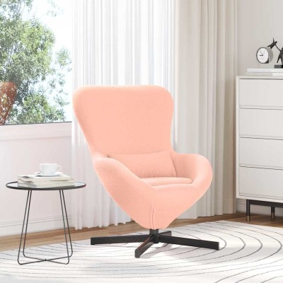 Sillón huevo Rosa Tejido parecido a lana rizada