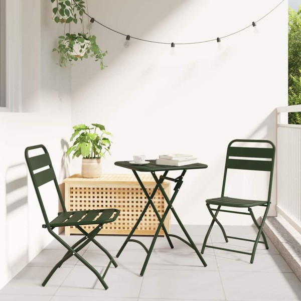 Silla Plegable para Jardín 2 pcs Verde 55 x 56.5 x 91cm Acero