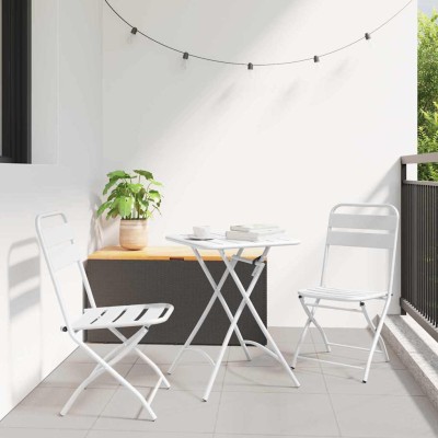 Silla Plegable para Jardín 2 pcs Blanco 55 x 56.5 x 91cm Acero