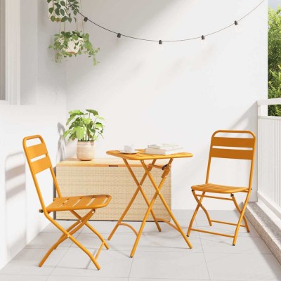 Silla Plegable para Jardín 2 pcs Mostaza 55 x 56.5 x 91cm Acero