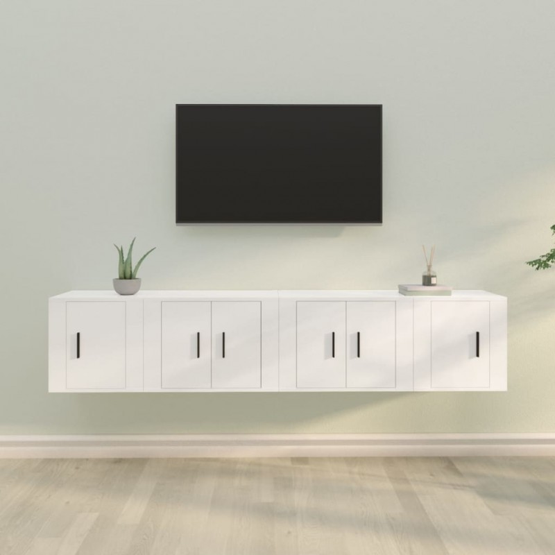 Set de muebles para TV 4 piezas madera contrachapada blanco