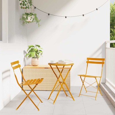 Silla Plegable para Jardín 2 pcs Mostaza 42 x 46 x 82cm Acero