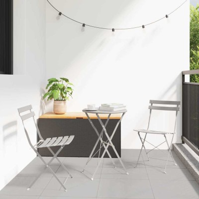 Conjunto de Bistro Plegable 3 pcs Beige Acero