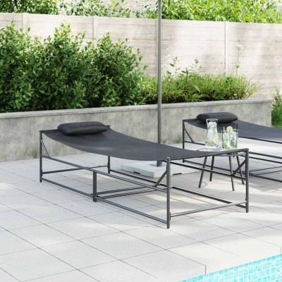Tumbona Antracita 200 x 74 x 73 cm Textileno, acero