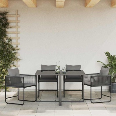 Sillas de jardín 4 pcs Negro y antracita 50.5 x 53.5 x 63.5 cm
