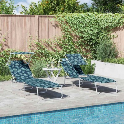 Tumbona 2-persona 2 pcs Verde 58 x 188 x 77 cm tela