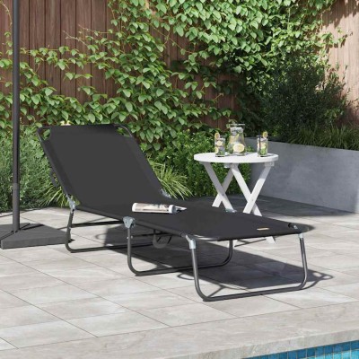 Tumbona plegable 1-persona Negro 56 x 189 x 87cm tela