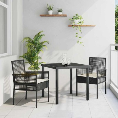 Silla de Jardín 2 pcs Negro 53 x 60 x 85cm ratán sintético