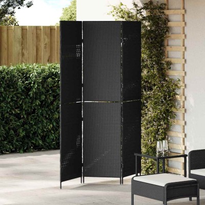 Separador de habitaciones Negro 146 x 180 cm ratán sintético