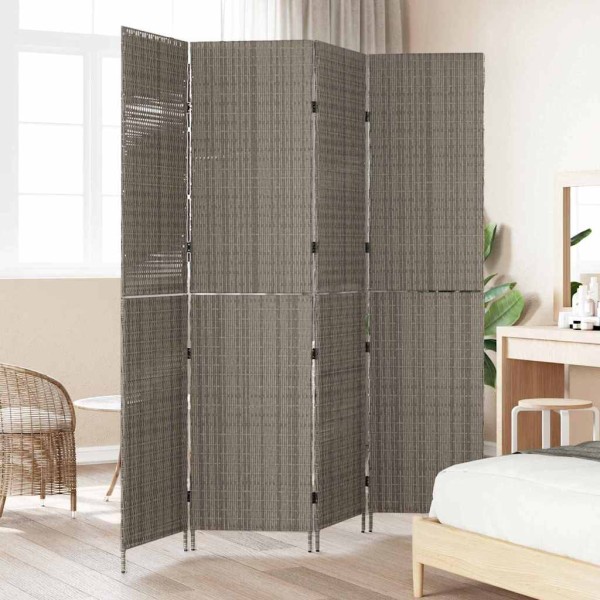 Separador de habitaciones Gris 195 x 180 cm ratán sintético