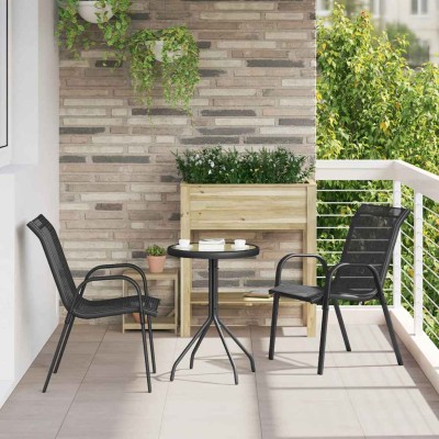 Juego Bistro de Jardín 3 pcs Negro Acero