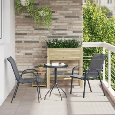 Juego Bistro de Jardín 3 pcs Gris Acero