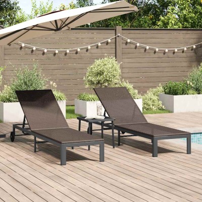 Tumbona con cojín 2 pcs Marrón 40 x 39 x 40.5cm ratán sintético