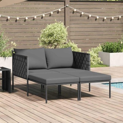 Tumbona con cojín 2-persona Antracita 115 x 153 x 69.5cm Acero