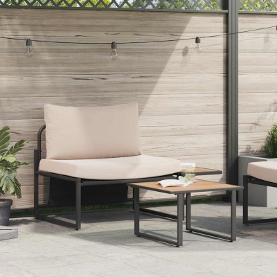 Conjunto de sofá de jardín 2 pcs Taupé Acero