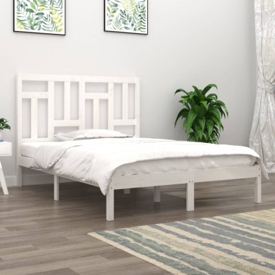 Estructura de cama sin colchón madera de pino blanca 140x190 cm
