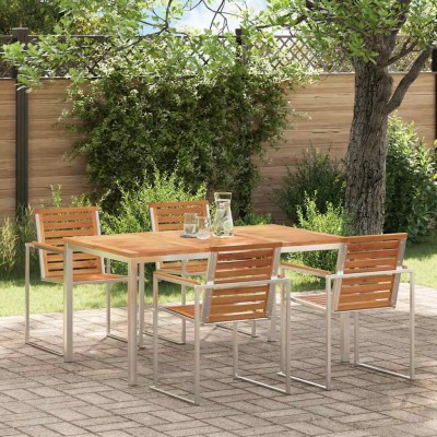 Mesa de Comedor de Exterior Marrón Madera de teca maciza