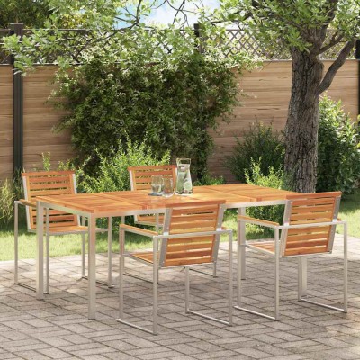 Mesa de Comedor de Exterior Marrón madera maciza de acacia
