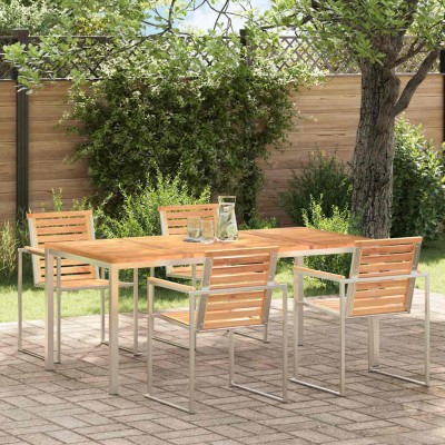 Mesa de Comedor de Exterior Marrón Madera de teca maciza