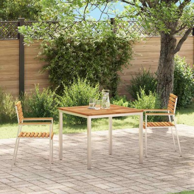 Silla de Jardín 2 pcs Marrón Madera maciza de Acacia