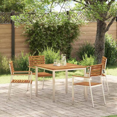 Silla de Jardín 4 pcs Marrón Madera maciza de Acacia