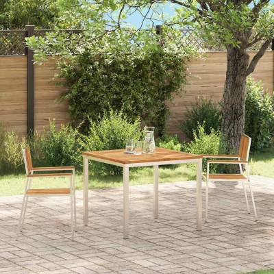 Silla de Jardín 2 pcs Marrón Madera maciza de Acacia