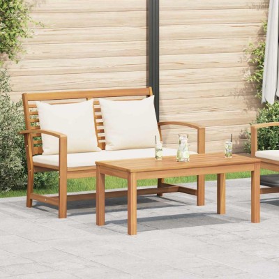 Conjunto de sofá de jardín 2 pcs Natural Madera de teca maciza