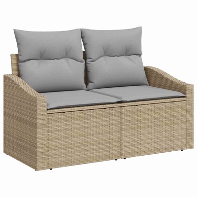Sofá de jardín con cojín Beige 123 x 62 x 69cm ratán sintético