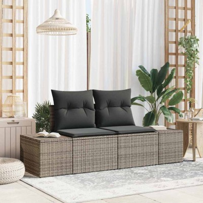 Sofá de jardín Gris 123 x 62 x 69cm ratán sintético