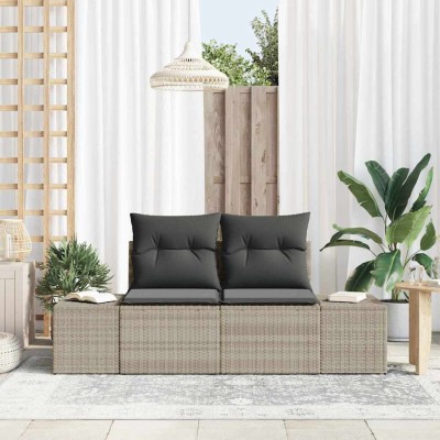 Sofá de jardín Gris 123 x 62 x 69cm ratán sintético