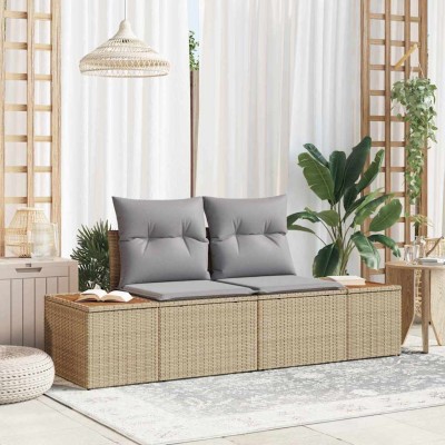 Sofá de jardín Beige 184 x 62 x 85cm ratán sintético