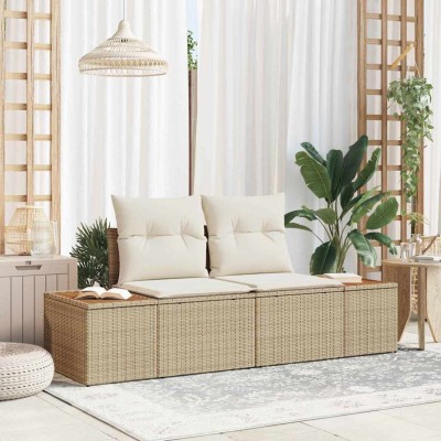 Sofá de jardín Beige 184 x 62 x 85cm ratán sintético