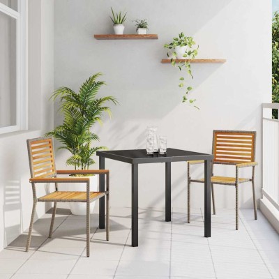 Sillas apilables de jardín 2 pcs Marrón y gris