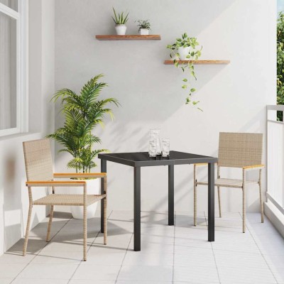 Sillas apilables de jardín 2 pcs Crema y marrón