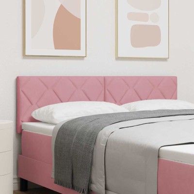 Cabecero Montaje en la pared Geométrico Rosa 160 cm Terciopelo