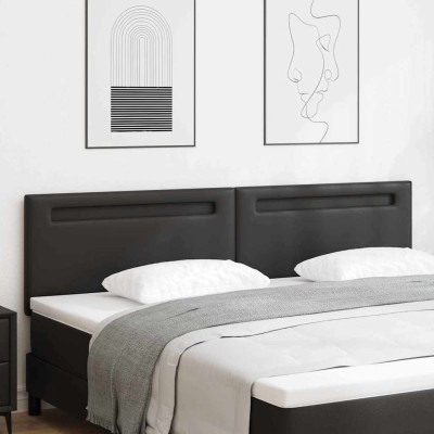 Cabecero Montaje en la pared con cabecera Negro 200 cm PVC