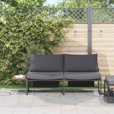 Sofá de jardín con cojín Marrón 200.5 x 70 x 85.5cm Metal