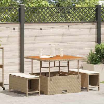 Conjunto de Comedor de Jardín 3 pcs Beige Poliratán