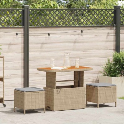 Conjunto de Comedor de Jardín 3 pcs Beige Poliratán