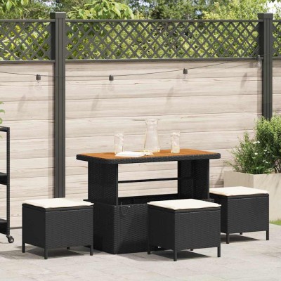 Conjunto de Comedor de Jardín 4 pcs Negro Poliratán