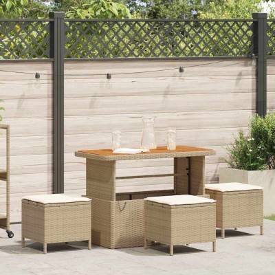 Conjunto de Comedor de Jardín 4 pcs Beige Poliratán