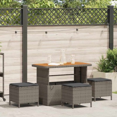 Conjunto de Comedor de Jardín 4 pcs Gris Poliratán