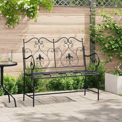 Banco de jardín Negro 104 x 54 x 93cm Acero