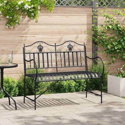 Banco de jardín Negro 104 x 54 x 93cm Acero