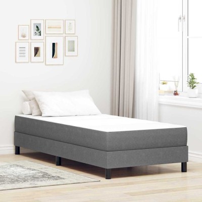 Colchón de Cama con colchón Gris Claro 80 x 200 cm tela